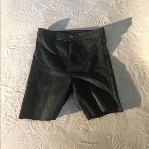 Black mom shorts with distressed hem